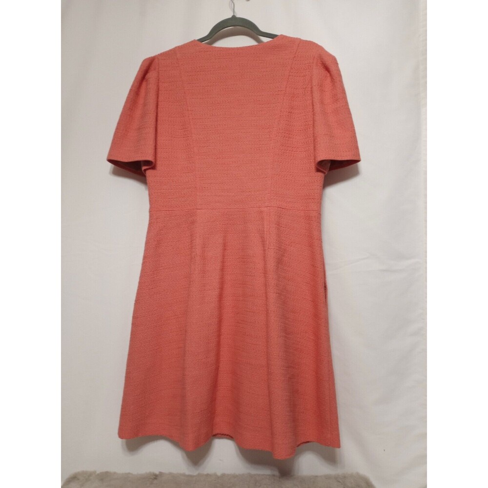 Gal Meets Glam Women S. 12.Tweed Button Front CoralSalmón. Short Sleeve Dress - Picture 8 of 15